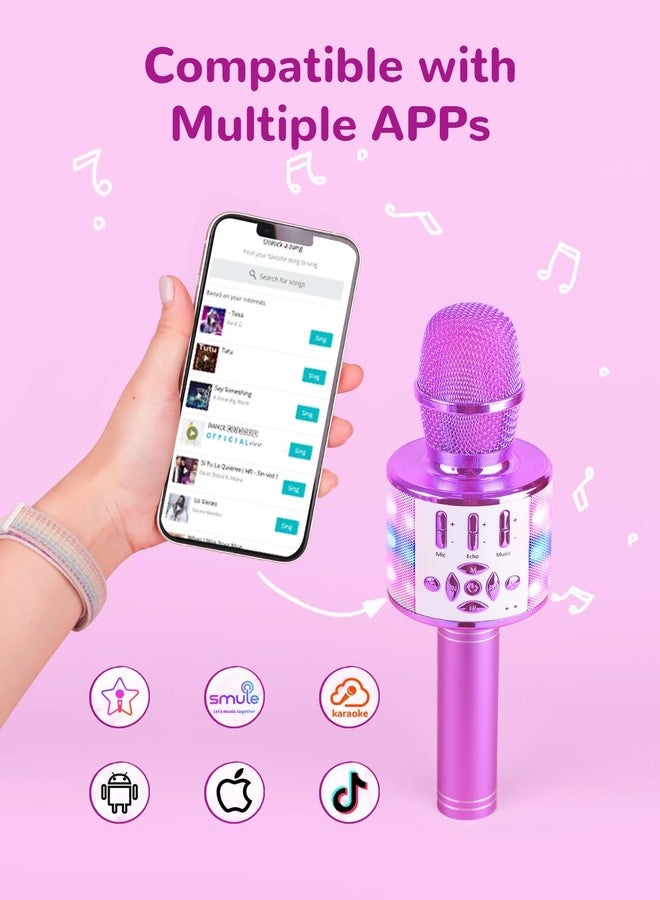 Amazmic Toys for Girls, Kids Karaoke Microphone Toddler Microphone for Kids with Lights, for Girls, Birthday New Year Party Boys Toy Age 3 4 5 6 7 8+(Light Purple) - Image 3