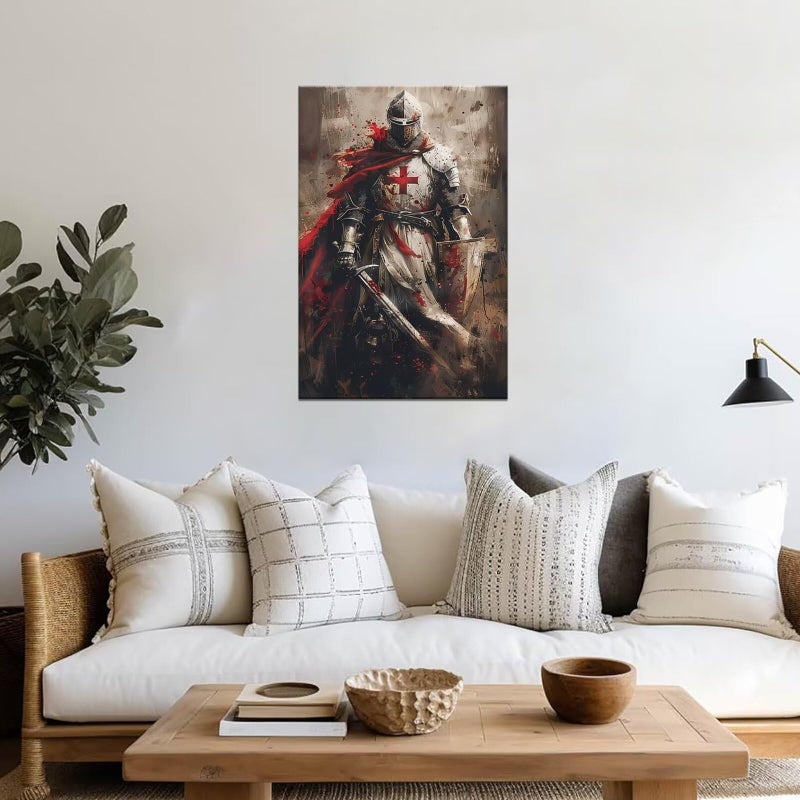 Wall HDQ Large The Crusader Knights Wall Art Medieval Warrior Pictures Wall Decor for Living Room Bedroom Office Decoration Prints Framed - Image 5
