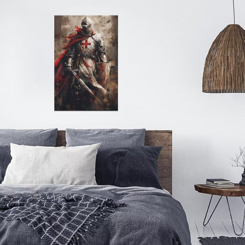 Wall HDQ Large The Crusader Knights Wall Art Medieval Warrior Pictures Wall Decor for Living Room Bedroom Office Decoration Prints Framed - Image 2
