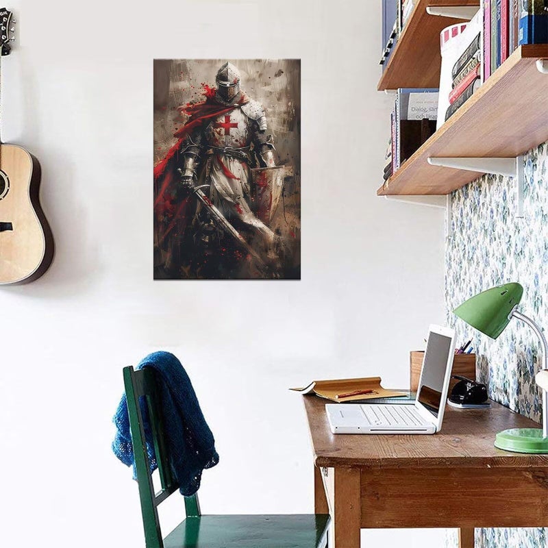 Wall HDQ Large The Crusader Knights Wall Art Medieval Warrior Pictures Wall Decor for Living Room Bedroom Office Decoration Prints Framed - Image 4