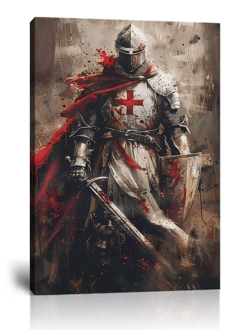 Wall HDQ Large The Crusader Knights Wall Art Medieval Warrior Pictures Wall Decor for Living Room Bedroom Office Decoration Prints Framed - Image 1