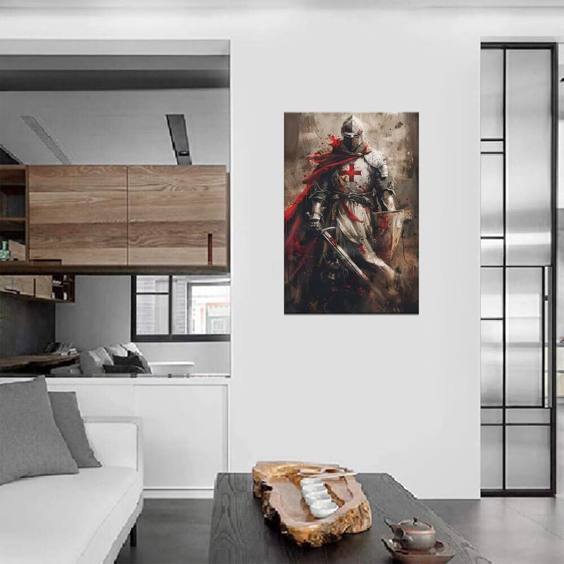 Wall HDQ Large The Crusader Knights Wall Art Medieval Warrior Pictures Wall Decor for Living Room Bedroom Office Decoration Prints Framed - Image 3