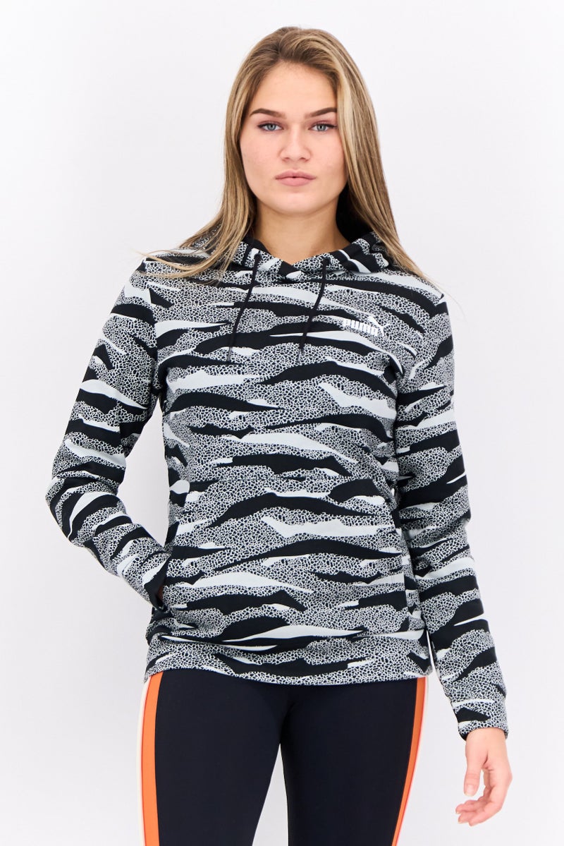 PUMA ملابس رياضية نسائية بأكمام طويلة مناسبة، خارجية، سويت شيرت، أسود/رمادي - Image 1