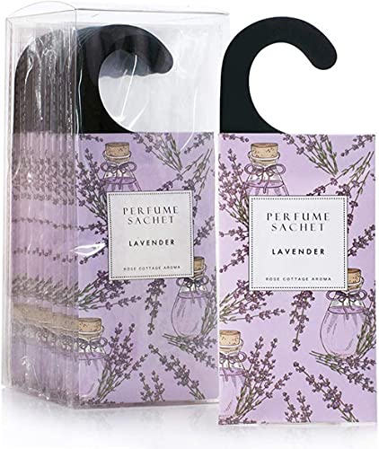 ROSE COTTAGE Large 12 Packs Lavender Hanging Closet Deodorizer Air Freshener Long Lasting Scented Sachets Smell Goods for House - Image 1