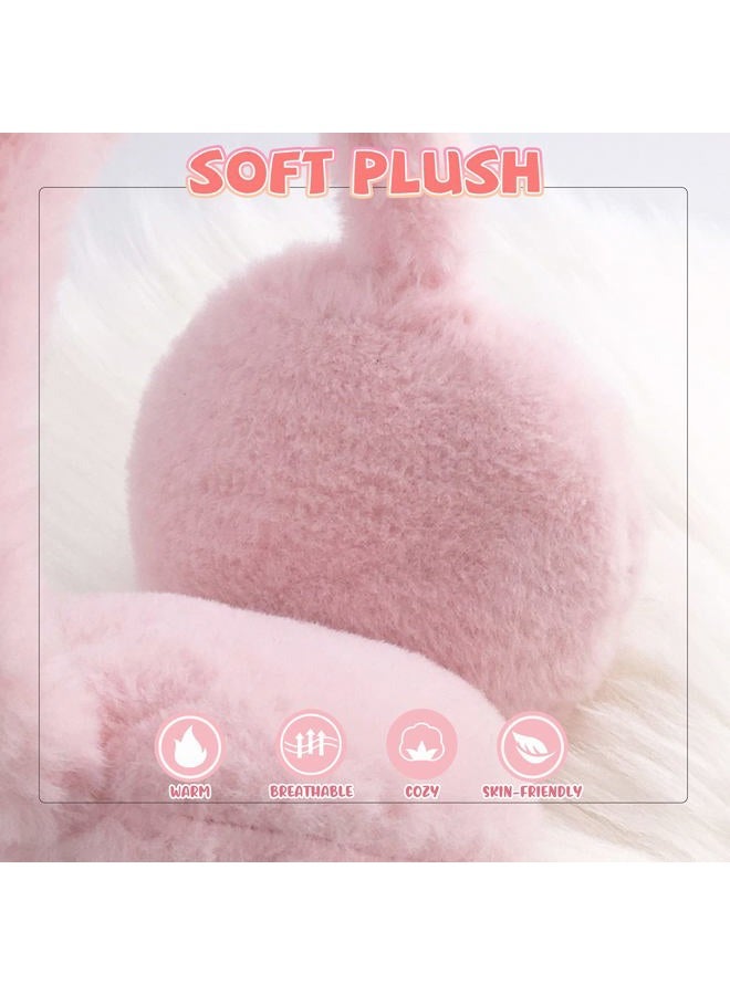 XIAOHAWANG Winter Earmuffs for Kids Girl Warm Ear Muffs Baby Boy Plush Padded Ear Warmer (C-LIGHT PINK) - Image 4