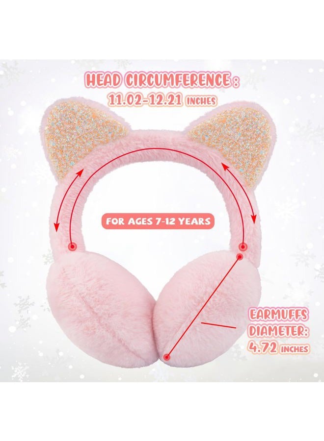 XIAOHAWANG Winter Earmuffs for Kids Girl Warm Ear Muffs Baby Boy Plush Padded Ear Warmer (C-LIGHT PINK) - Image 5