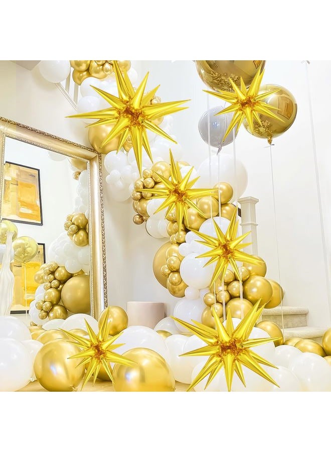 TOTAFAM 10 Pcs Star Balloons Explosion Starburst Balloons Foil Cone Balloons Magic for Birthday Wedding Anniversary Party Backdrops Decorations Supplies, 6 Pcs 22Inch and 4 Pcs 27Inch (gold) - Image 4