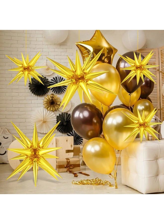 TOTAFAM 10 Pcs Star Balloons Explosion Starburst Balloons Foil Cone Balloons Magic for Birthday Wedding Anniversary Party Backdrops Decorations Supplies, 6 Pcs 22Inch and 4 Pcs 27Inch (gold) - Image 3