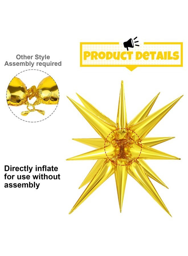 TOTAFAM 10 Pcs Star Balloons Explosion Starburst Balloons Foil Cone Balloons Magic for Birthday Wedding Anniversary Party Backdrops Decorations Supplies, 6 Pcs 22Inch and 4 Pcs 27Inch (gold) - Image 5