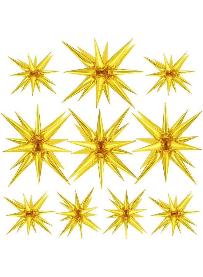 TOTAFAM 10 Pcs Star Balloons Explosion Starburst Balloons Foil Cone Balloons Magic for Birthday Wedding Anniversary Party Backdrops Decorations Supplies, 6 Pcs 22Inch and 4 Pcs 27Inch (gold) - Image 1