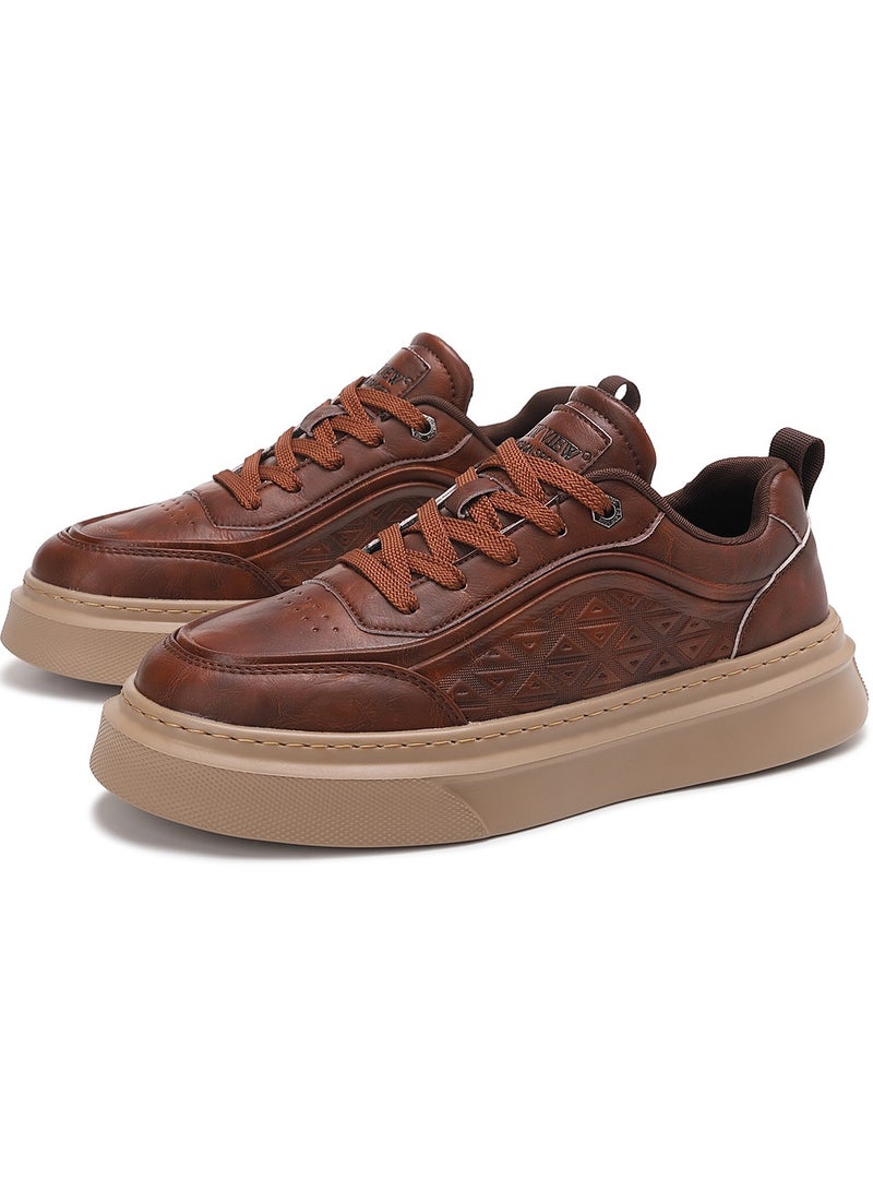 Sky View SKY VIEW Men's Fashion Shoes Ultrafine Fiber Vamp Casual Shoes For Men Non Slip Lace Up Chunky Sneakers Cushioned And Lightweight Low Top Walking Shoes  - Image 1