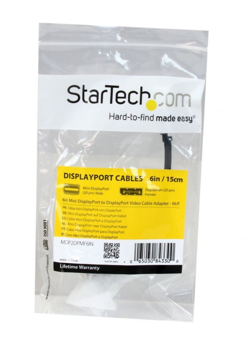 StarTech.com Mini DisplayPort to DisplayPort Adapter - 4K x 2K UHD Video - Mini DP to DP Converter - Mini DisplayPort to DisplayPort 1.2 Adapter - mDP PC/Computer to DP Monitor/Display (MDP2DPMF6IN) - Image 2