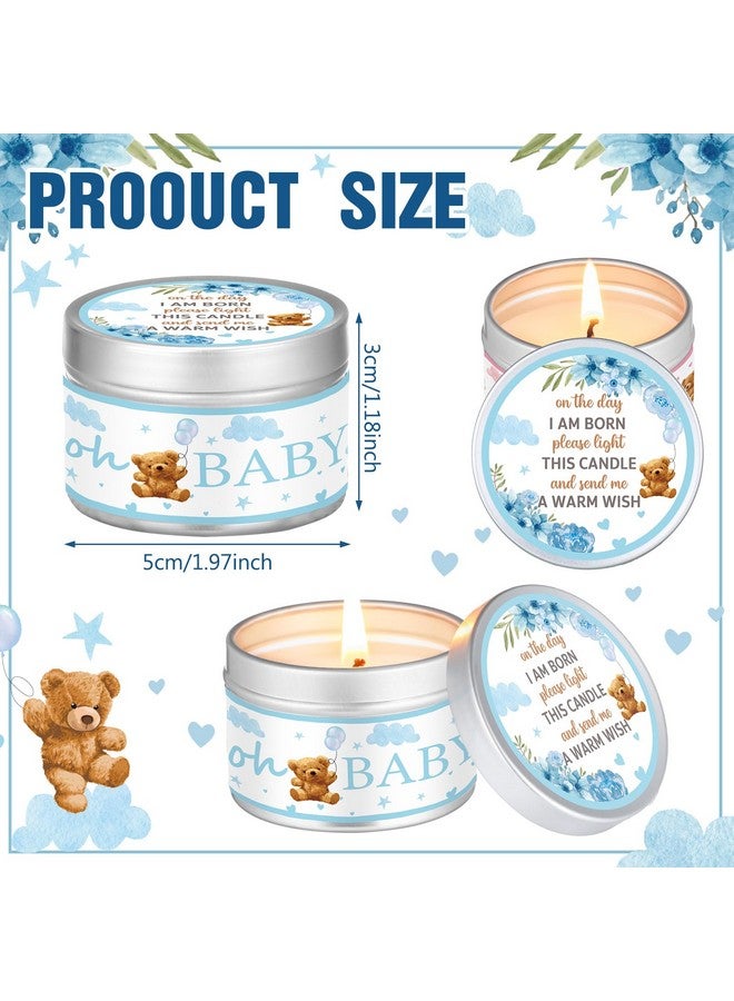 MTLEE 24 Pcs Bear Baby Shower Party Favors Candles Lavender Scented Baby Shower Favors for Guests Rustic Tealights Candles Gender Reveal Return Gifts Girl Boy(1.2 Oz, Blue) - Image 2