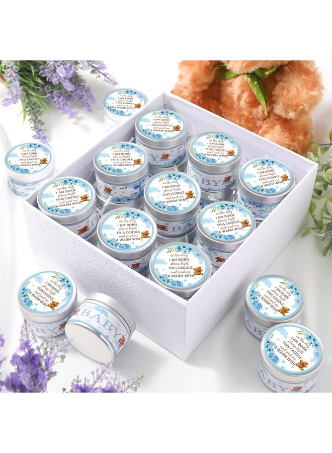 MTLEE 24 Pcs Bear Baby Shower Party Favors Candles Lavender Scented Baby Shower Favors for Guests Rustic Tealights Candles Gender Reveal Return Gifts Girl Boy(1.2 Oz, Blue) - Image 4