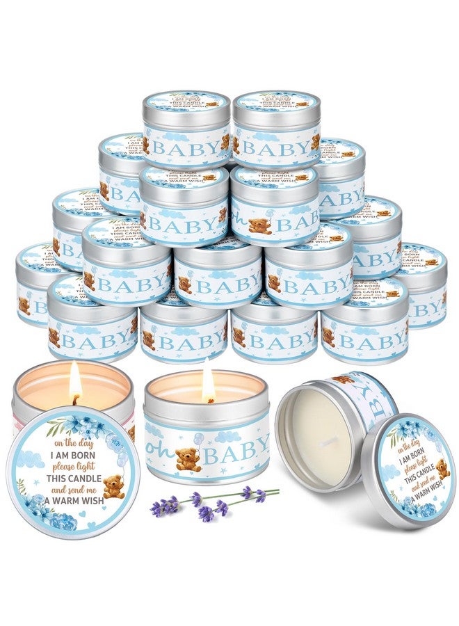 MTLEE 24 Pcs Bear Baby Shower Party Favors Candles Lavender Scented Baby Shower Favors for Guests Rustic Tealights Candles Gender Reveal Return Gifts Girl Boy(1.2 Oz, Blue) - Image 1