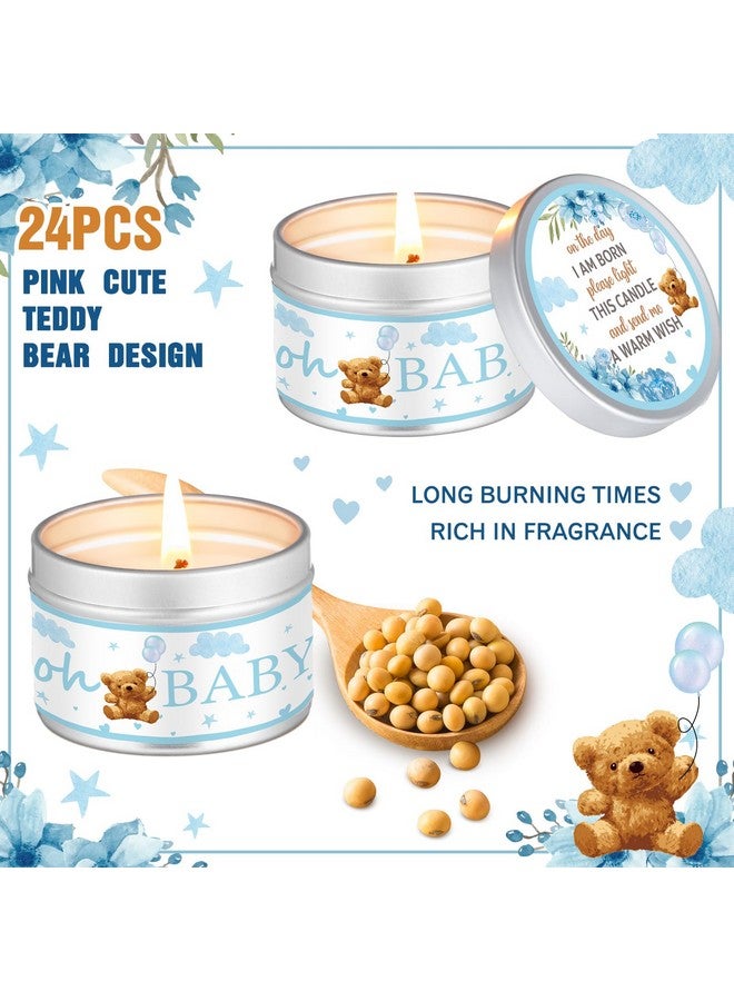 MTLEE 24 Pcs Bear Baby Shower Party Favors Candles Lavender Scented Baby Shower Favors for Guests Rustic Tealights Candles Gender Reveal Return Gifts Girl Boy(1.2 Oz, Blue) - Image 3