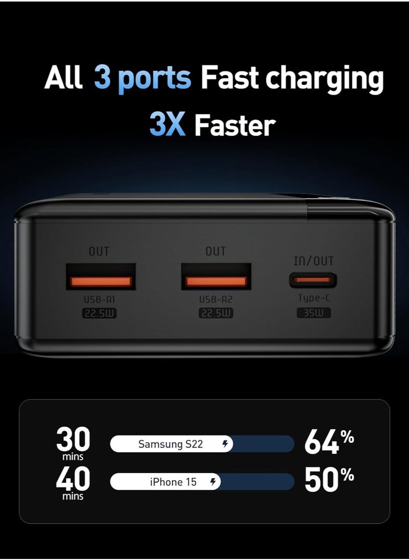 Yesido - 20000mAh YP51 Power Bank Digital Display 35W PD Fast Charge IOS 27W Fast Charging And Laptop Charging Black - Image 1