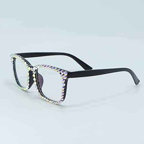 FUPRECIOUS Square Rhinestone Reading Glasses For Women Blue Light Blocking Computer Readers Glasses (black, 1.5, x) - Image 3