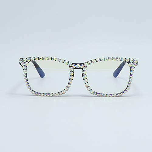 FUPRECIOUS Square Rhinestone Reading Glasses For Women Blue Light Blocking Computer Readers Glasses (black, 1.5, x) - Image 2