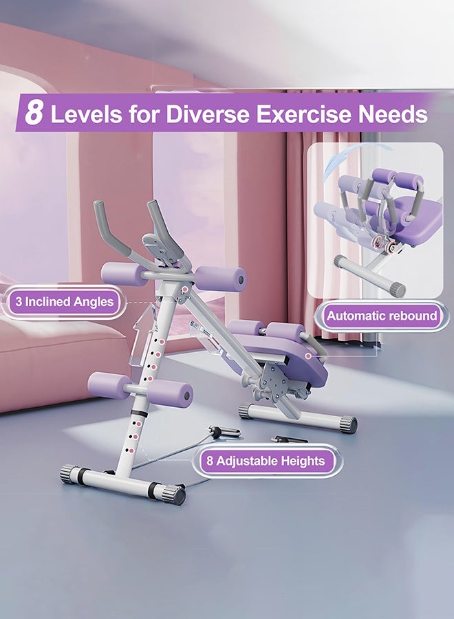 WALALLA Adjustable Ab Machine, Multifunctional Ab Workout Equipment, Ab ＆ Sit Up Machine for Stomach Workout, Foldable Abdominal Trainer With Knee and Back Protection, Full Body Workout for Home Gym, Purple - Image 3