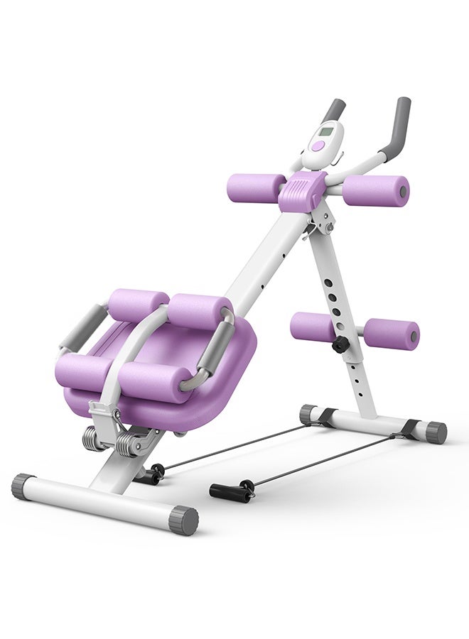 Adjustable Ab Machine, Multifunctional Ab Workout Equipment, Ab & Sit Up Machine for Stomach Workout, Foldable Abdominal Trainer With Knee and Back Protection, Full Body Workout for Home Gym, Purple
