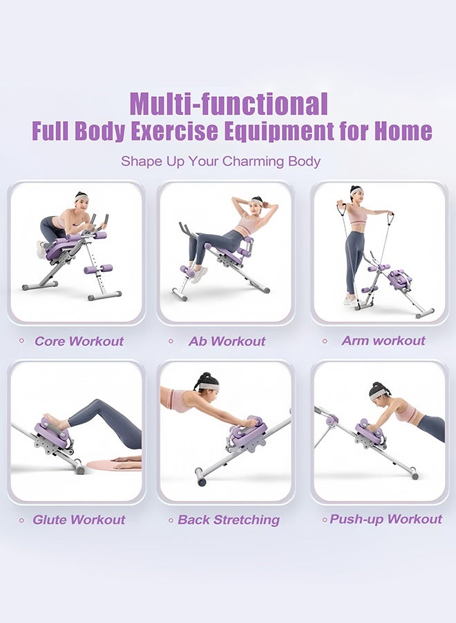 WALALLA Adjustable Ab Machine, Multifunctional Ab Workout Equipment, Ab ＆ Sit Up Machine for Stomach Workout, Foldable Abdominal Trainer With Knee and Back Protection, Full Body Workout for Home Gym, Purple - Image 2