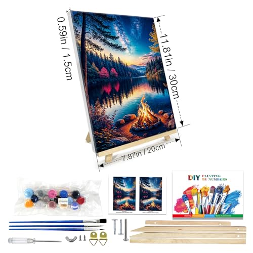 JOOZ Paint by Numbers Kit for Adults with Frame, Lake Landscape Paint by Number with Easel, DIY Sunset Landscape Acrylic Oil Painting Kit for Home Wall Decor 8x12 Inch - Image 2