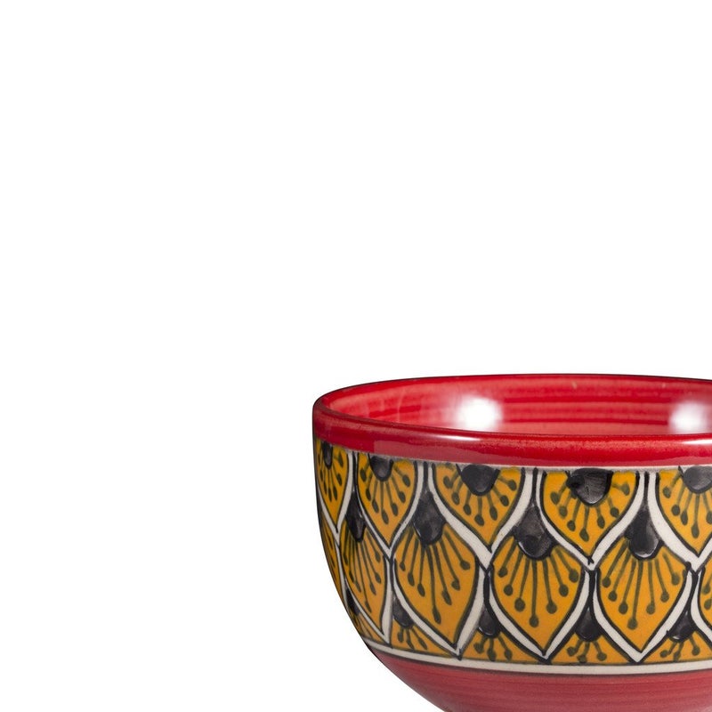 Caffeine Caffeine Ceramic Handmade Orange Morocco Dining Bowl Set of 4 - Image 2