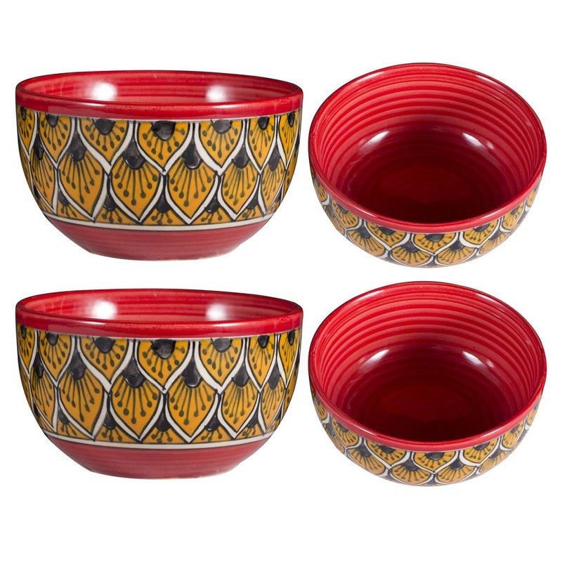 Caffeine Caffeine Ceramic Handmade Orange Morocco Dining Bowl Set of 4 - Image 1