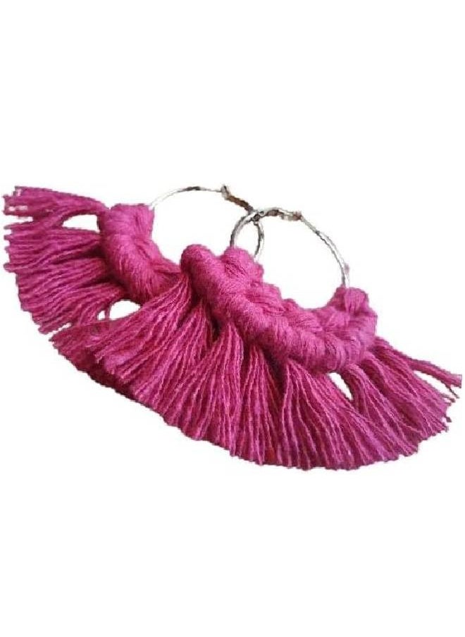 Generic Boho macrame Handcrafted  text hoop earrings  - Image 2