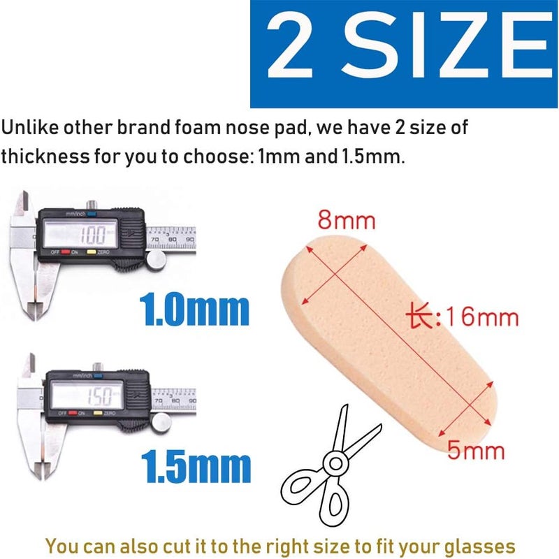 SAIGO Soft Foam Nose Pads Self Adhesive Non-Slip Eyeglass Nose Pads, Thin Nosepads for Eyeglasses Sunglasses Glasses,12Pairs,1.0MM Skin Color - Image 3