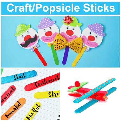 CRTWDMAN 60 Pieces Jumbo Colored Popsicle Sticks, 8 Inch Natural Colored Wooden Craft Sticks, Multi-Purpose Rainbow Ice Cream Sticks for DIY Classroom Crafts, Home Art Projects and Plant Labels - Image 5