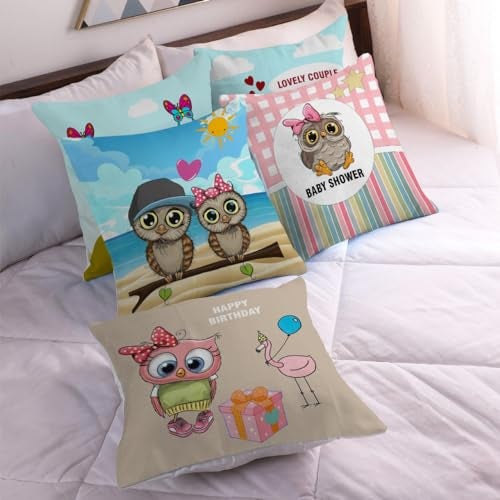 AMAZE ATTIRES | Decorative Printed Square Cushion Cover Set of 5 Throw Pillow Covers/Cases for Couch Sofa Home (16 x 16 inch or 40cm x 40cm) AATCU201 - Image 1