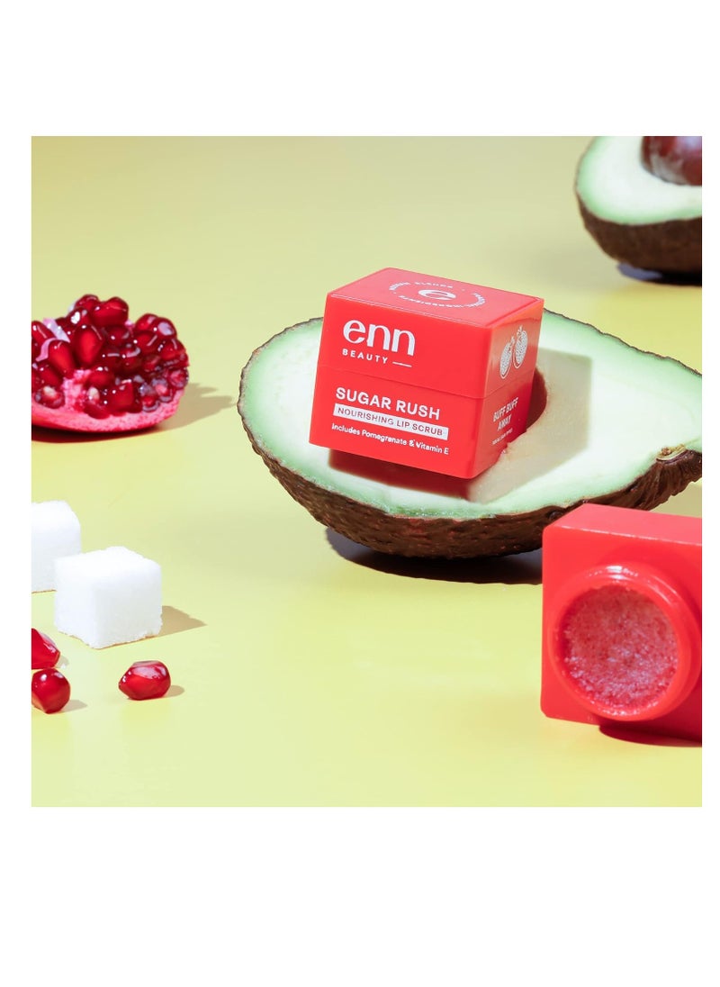 ENN Sugar Rush Nourishing Lip Scrub  Removes Dead Skin Cells Beeswax  Lightens Dark Lips  Exfoliator  Raw Sugar  Natural  For Men and Women 6gm