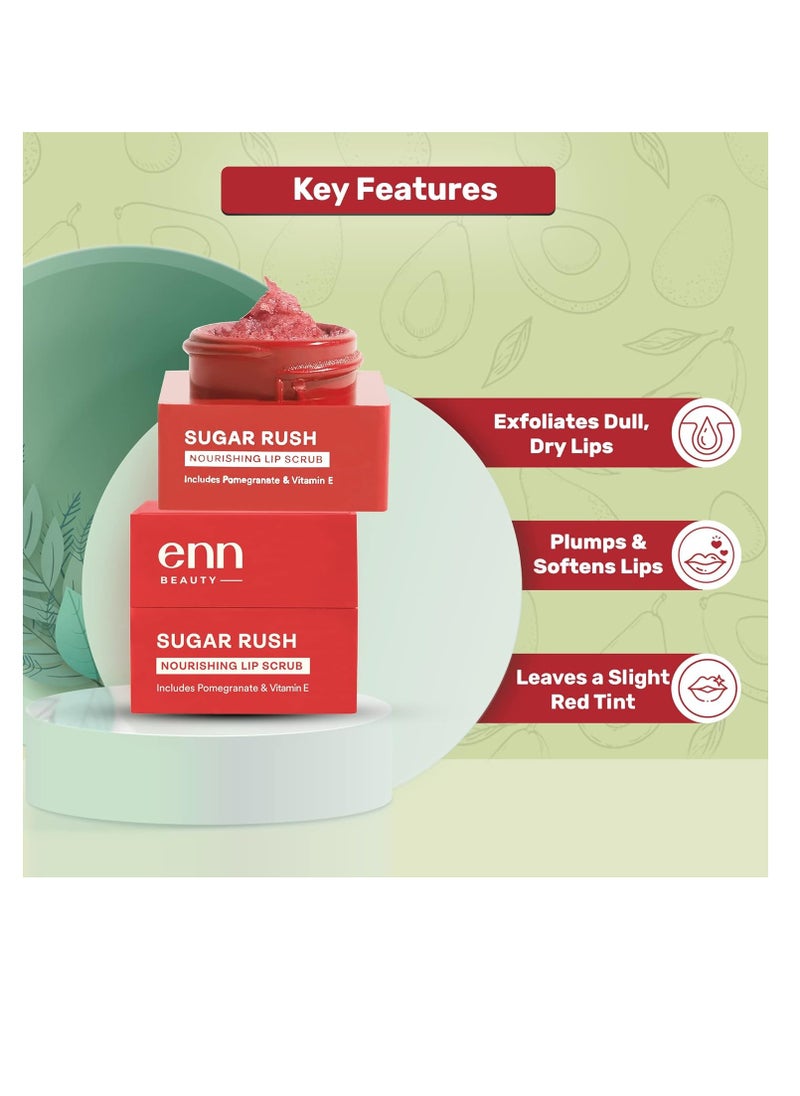 ENN Sugar Rush Nourishing Lip Scrub  Removes Dead Skin Cells Beeswax  Lightens Dark Lips  Exfoliator  Raw Sugar  Natural  For Men and Women 6gm