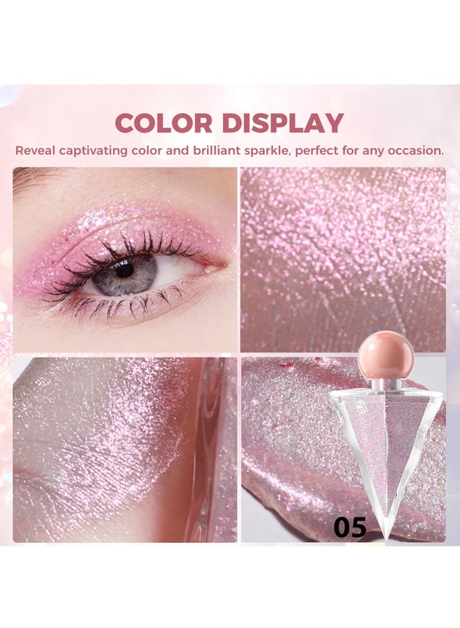 يونج فيجن ظلال عيون سائلة، ظلال عيون مثلثية تدوم طويلاً مقاومة للماء لامعة لامعة سائلة للعين، ظلال عيون متلألئة لمكياج الحفلات والمهرجانات، #05 - Image 2