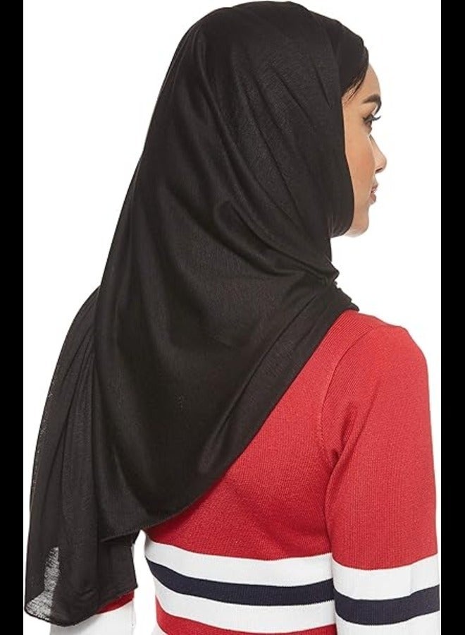 Jersey Stretch Shailah Hijab – Soft and Versatile Muslim Arab Scarf, Ideal for Everyday Wear, Color: Black - Image 3