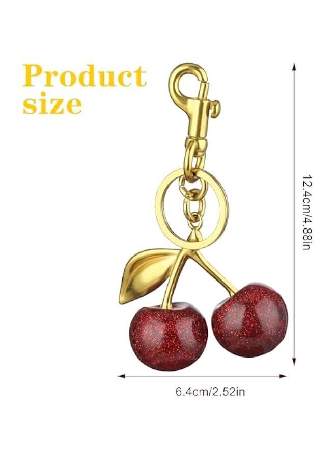 Cherry Bag Charm, Cute Cherry Purse Metal Keychain Accessory with Key Rings and Clip Bag Extender Chain Sparkling Resin Charms for Women Purses Bags Handbags Wallets Backpacks - Image 5