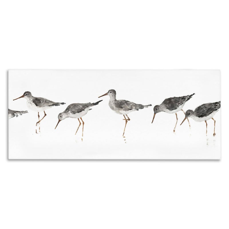 Stupell Industries Beach Bird Sandpipers Minimal Grey White Painting Designed by Avery Tillmon Wall Art 20x48 Canvas