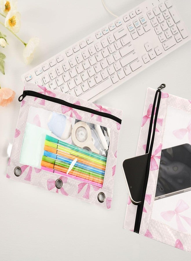 xigua Bow Pencil Pouch Fits Standard 3-Ring Binders with Clear Window, 2 Pack Zipper Binder Bag for Office - Image 4