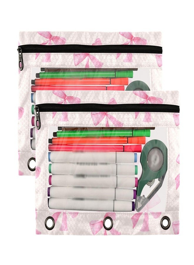 xigua Bow Pencil Pouch Fits Standard 3-Ring Binders with Clear Window, 2 Pack Zipper Binder Bag for Office - Image 2