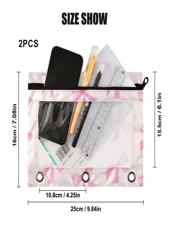 xigua Bow Pencil Pouch Fits Standard 3-Ring Binders with Clear Window, 2 Pack Zipper Binder Bag for Office - Image 3