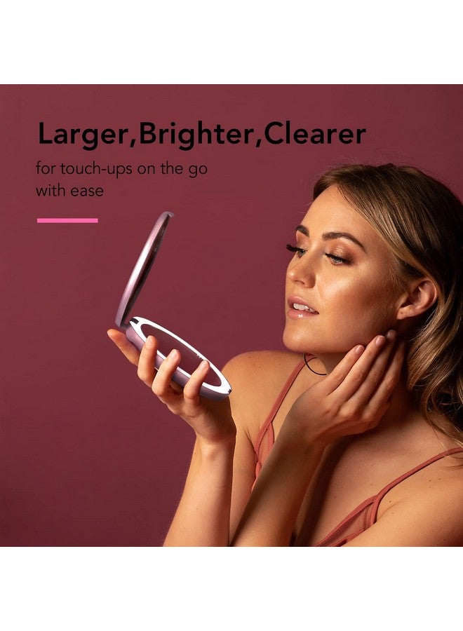 فانسي مرآة مكياج فانسي تايلور للسفر بإضاءة LED، قابلة لإعادة الشحن مع تكبير 10x/1x و3 إعدادات إضاءة - مرآة يد صغيرة محمولة كبيرة بعرض 5 بوصات للحقائب اليدوية والمحافظ (ذهبي وردي) - Image 1