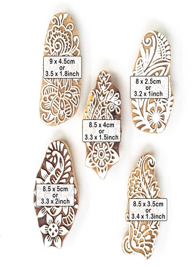 TWOGRAMS Wooden Stamp Block, Printing Stamp Design Set | Block for Printing Saree Border | Dresses, Craft Card Making, Scrapbook, Clay Pottery | Set of 5 | TwoGrams - Image 4