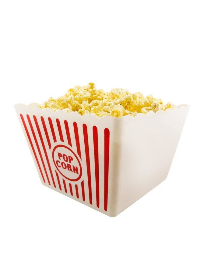 Novelty Place [نوفلتي بليس] حاويات فشار بلاستيكية مخططة بالأحمر والأبيض للكلاسيك لليلة الأفلام - 8 بوصة مربع × 7 بوصة عمق (1 عبوة) - Image 1