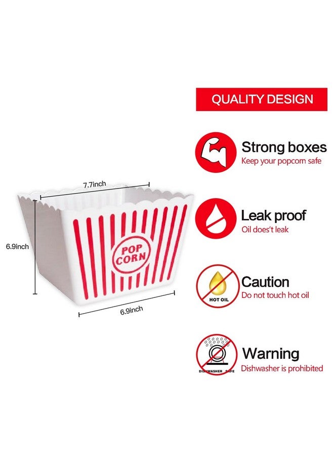 Novelty Place [نوفلتي بليس] حاويات فشار بلاستيكية مخططة بالأحمر والأبيض للكلاسيك لليلة الأفلام - 8 بوصة مربع × 7 بوصة عمق (1 عبوة) - Image 5