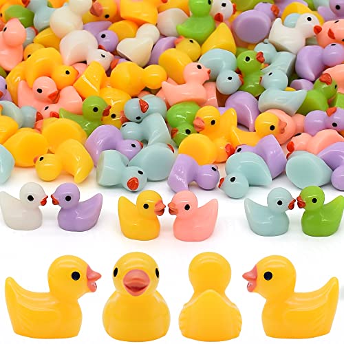 Yuronam 70 Pcs Tiny Ducks Mini Resin Ducks Miniature Ornaments for Slime Dollhouse Garden DecorationMixed Duck - Image 1