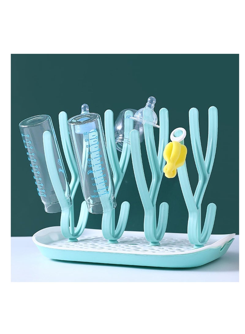 إي سي في في رف تجفيف زجاجات الأطفال من ECVV مع صينية وحامل مجفف على شكل فرع شجرة موفر للمساحة لزجاجات الأطفال واللهايات والحلمات وأجزاء المضخة - Image 1