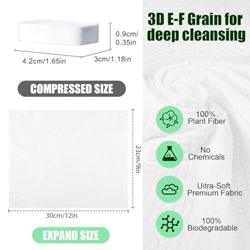 Fancyou Compressed Towel Tablets Thicken, 50 Pack Disposable Face Towel Quickly Expand with Water, Reusable Compact Washcloths 12"x9", Cotton Soft & Lint-Free Portable for Home Travel Beauty Guest - Image 2