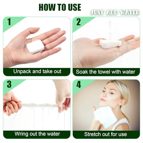 Fancyou Compressed Towel Tablets Thicken, 50 Pack Disposable Face Towel Quickly Expand with Water, Reusable Compact Washcloths 12"x9", Cotton Soft & Lint-Free Portable for Home Travel Beauty Guest - Image 4